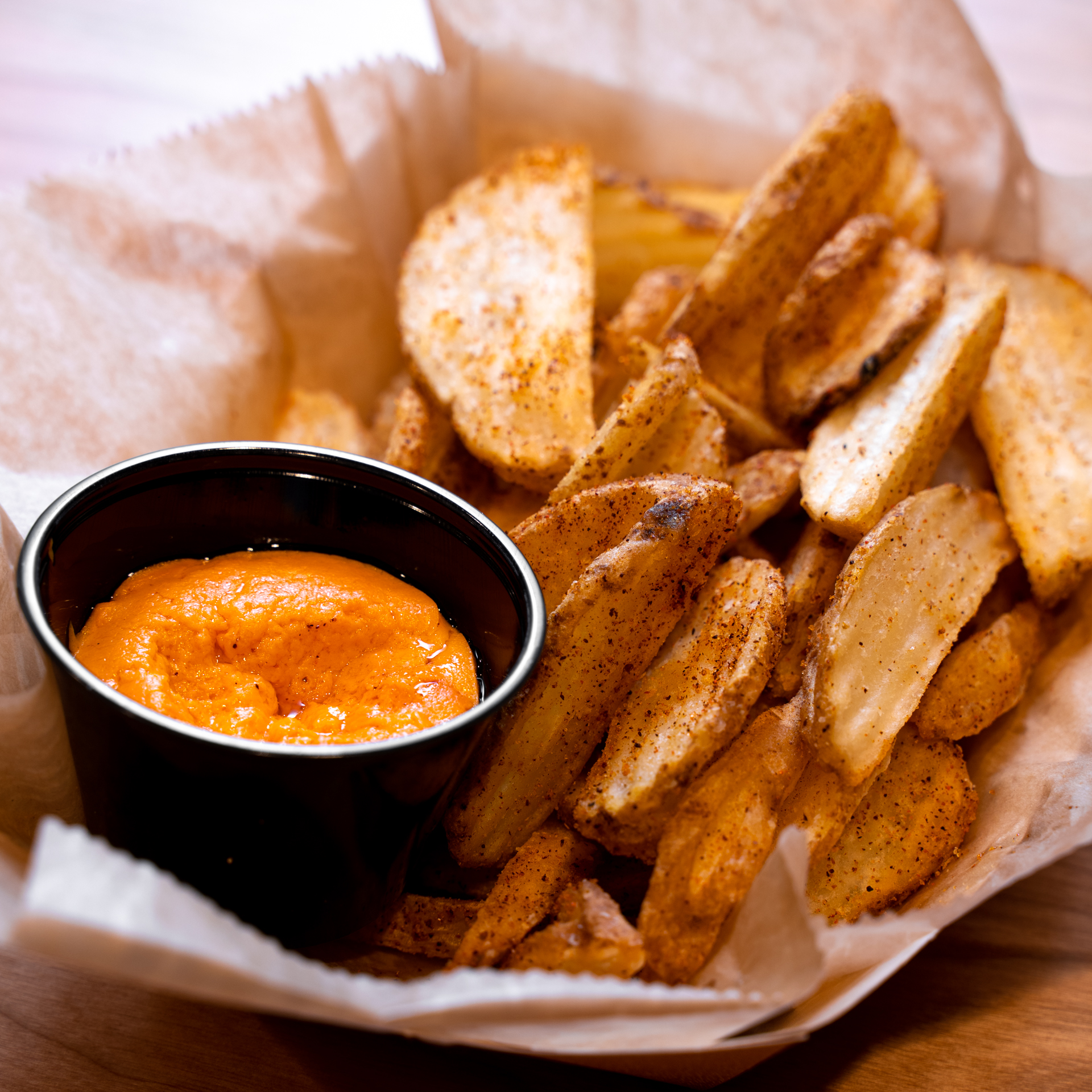  Fresh, Delicious Tavern Chips (Fries) are served at Lucky Louie’s Burgs and Weens at the Flagship City Food Hall in downtown Erie, PA